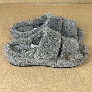 UGG Men’s Gray Shearling Slide Slippers Size 10 US Double Strap Comfort Sandals
